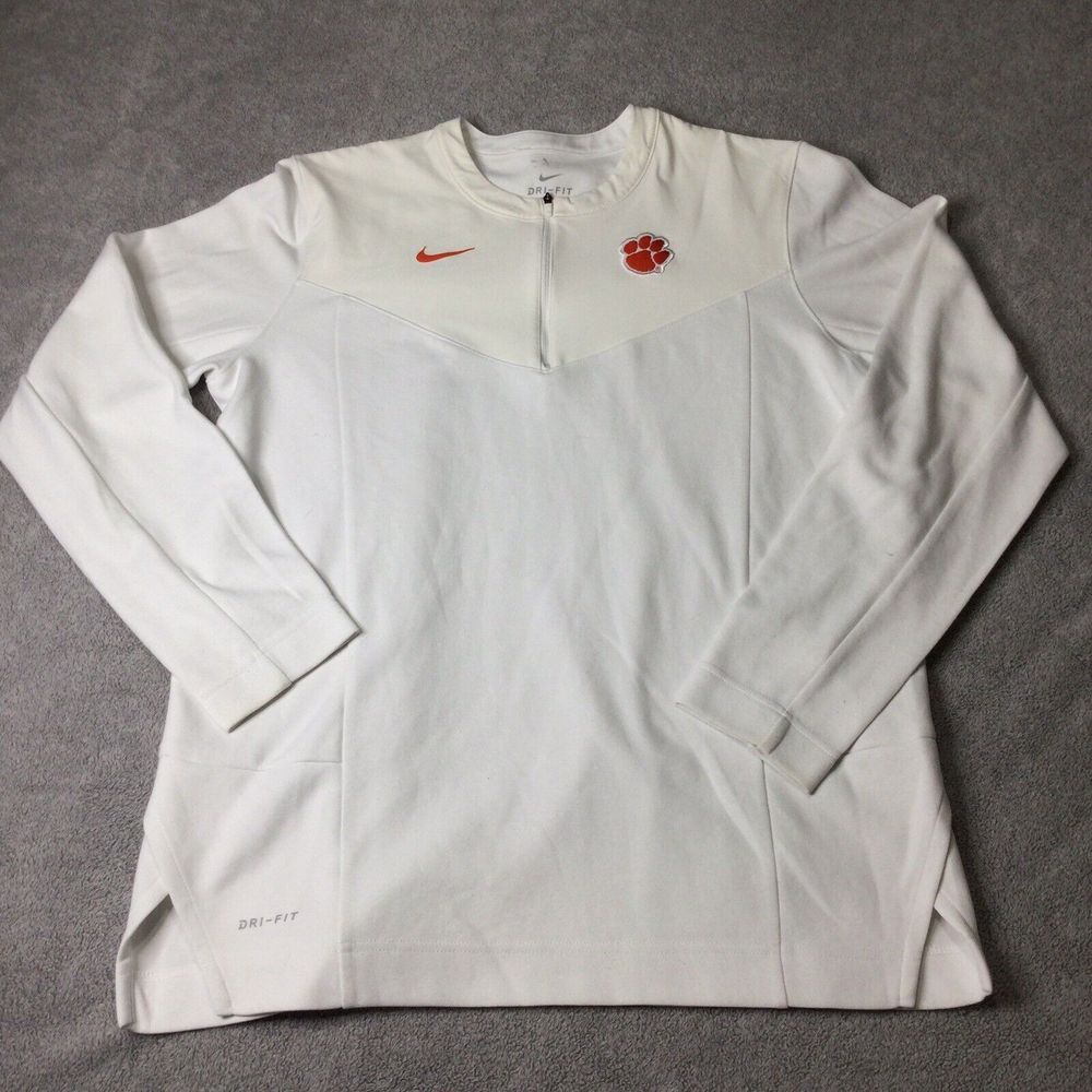 Nike Dri-Fit Clemson Tigers White 1/4 Zip M Men's Fitness Golf Training Pullover